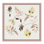 Ecru Pink Floral Patterned Silk Scarf