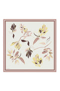 Ecru Pink Floral Patterned Silk Scarf