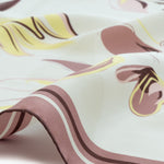 Ecru Pink Floral Patterned Silk Scarf