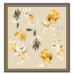 Stone Brown Floral Patterned Silk Scarf