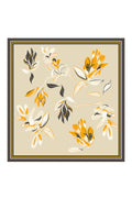Stone Brown Floral Patterned Silk Scarf