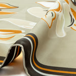 Stone Brown Floral Patterned Silk Scarf