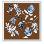 Light Blue Brown Floral Patterned Silk Scarf