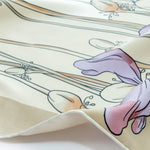 Camel Ecru Floral Patterned Silk Scarf
