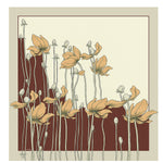 Plum Ecru Floral Patterned Silk Scarf