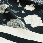 Black Amber Flower Garden Silk Scarf