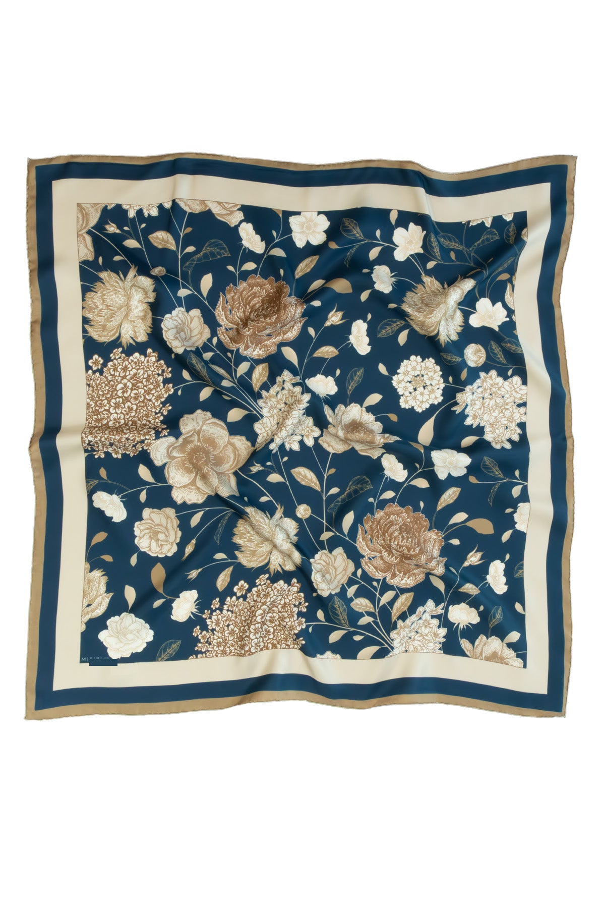 Petrol Amber Flower Garden Silk Scarf