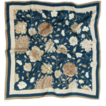 Petrol Amber Flower Garden Silk Scarf