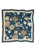 Petrol Amber Flower Garden Silk Scarf