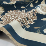 Petrol Amber Flower Garden Silk Scarf