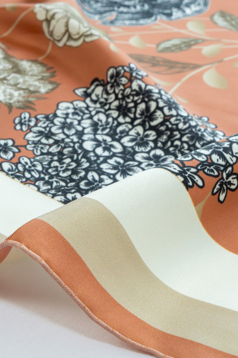 Baby's Breath Amber Floral Garden Silk Scarf