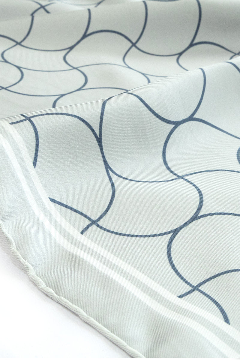 Light Gray Wave Patterned Silk Scarf