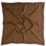 Brown Wave Patterned Silk Scarf