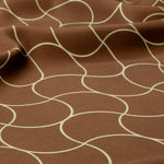 Brown Wave Patterned Silk Scarf