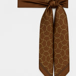 Brown Wave Patterned Silk Scarf