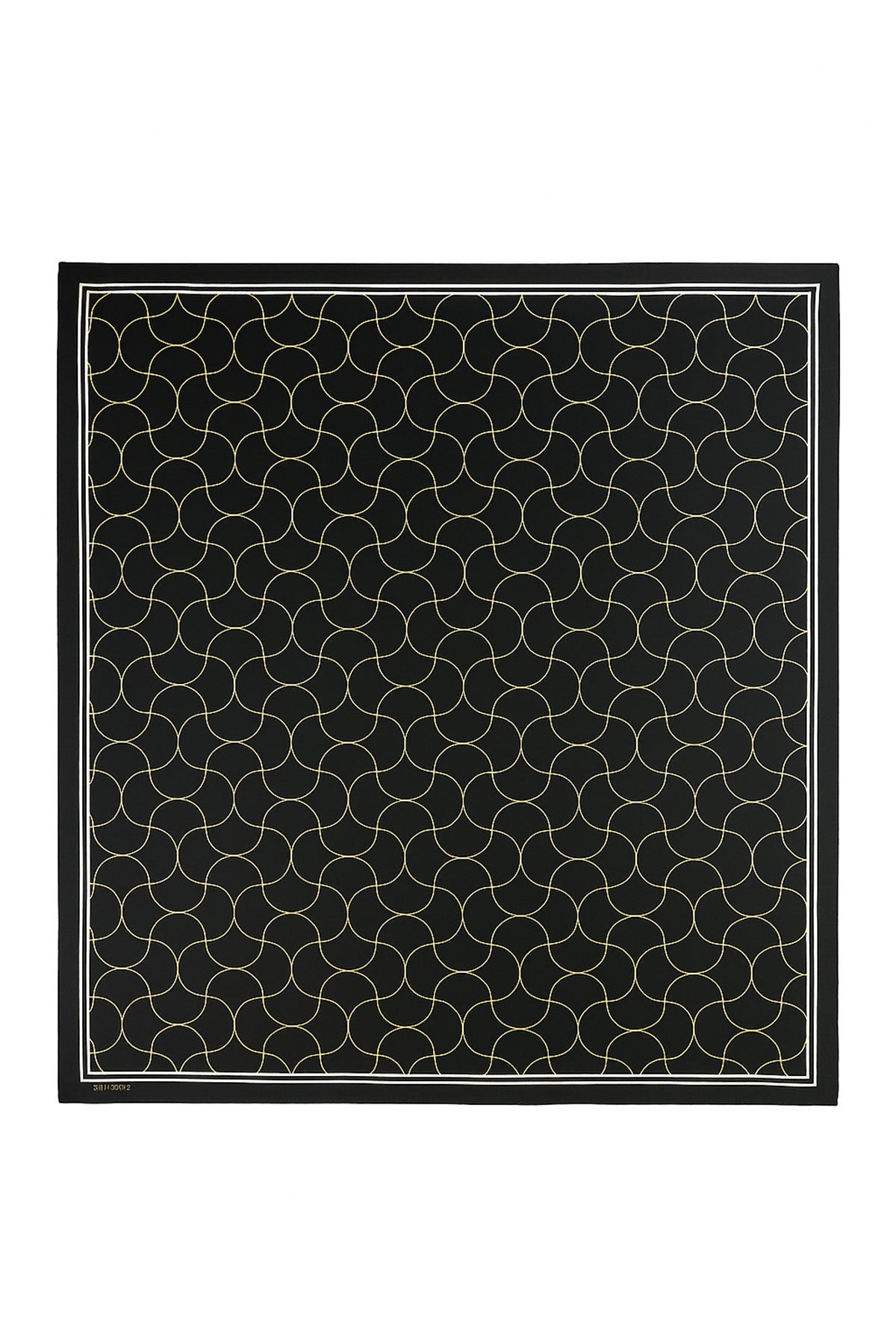 Black Wave Patterned Silk Scarf