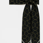 Black Wave Patterned Silk Scarf