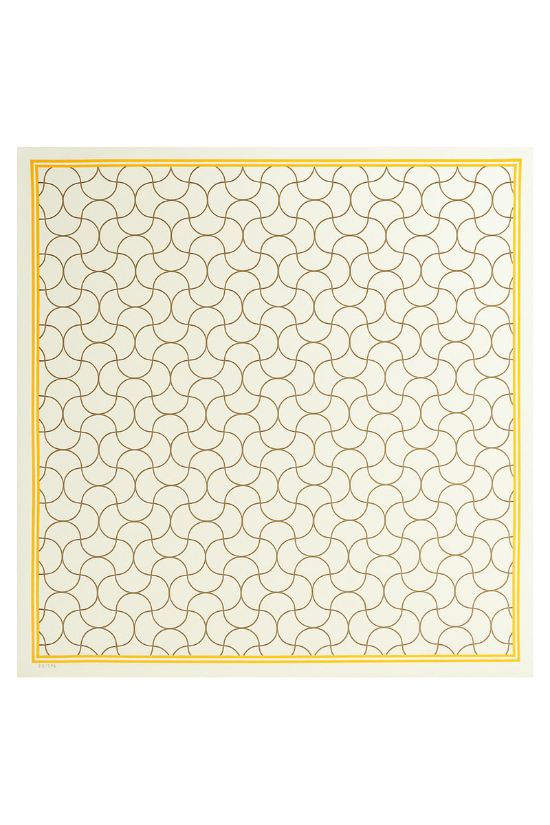 Ecru Wave Patterned Silk Scarf