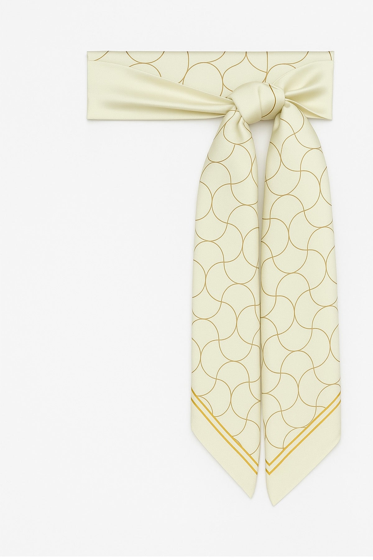 Ecru Wave Patterned Silk Scarf
