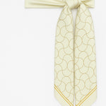 Ecru Wave Patterned Silk Scarf