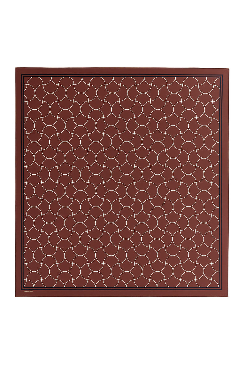 Burgundy Wave Patterned Silk Scarf