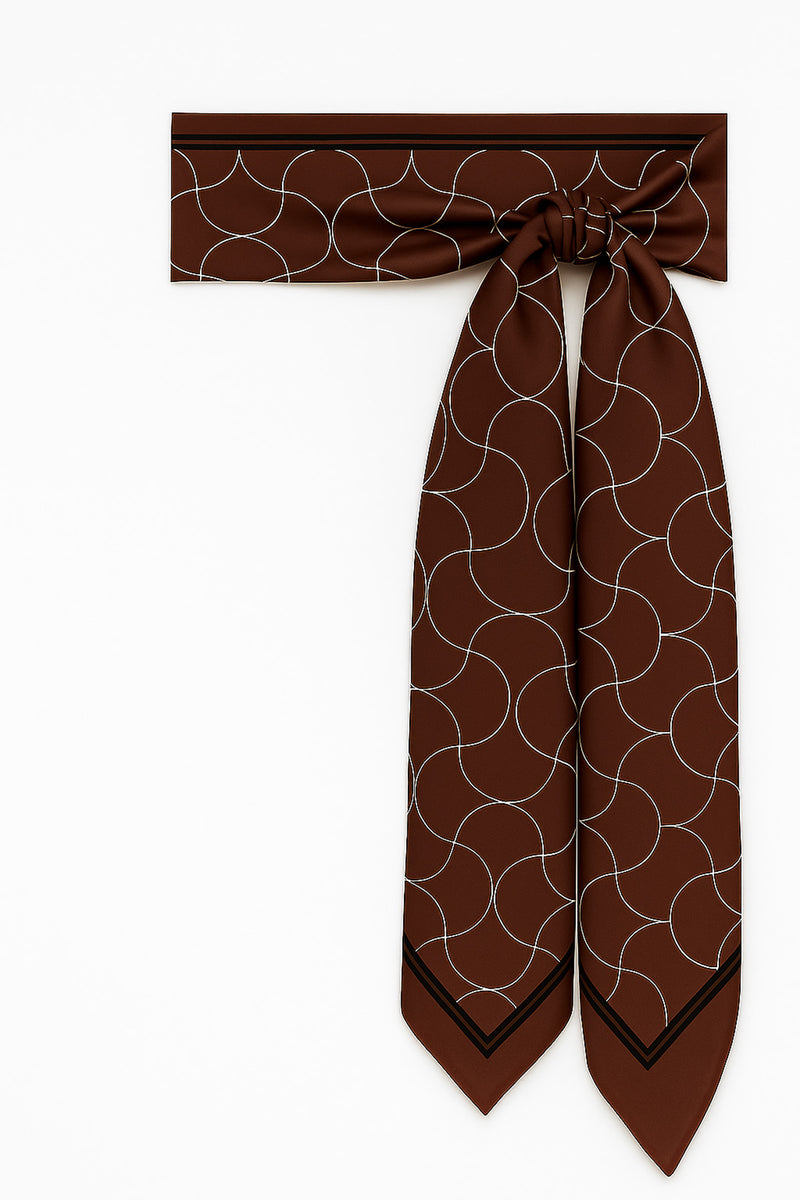 Burgundy Wave Patterned Silk Scarf