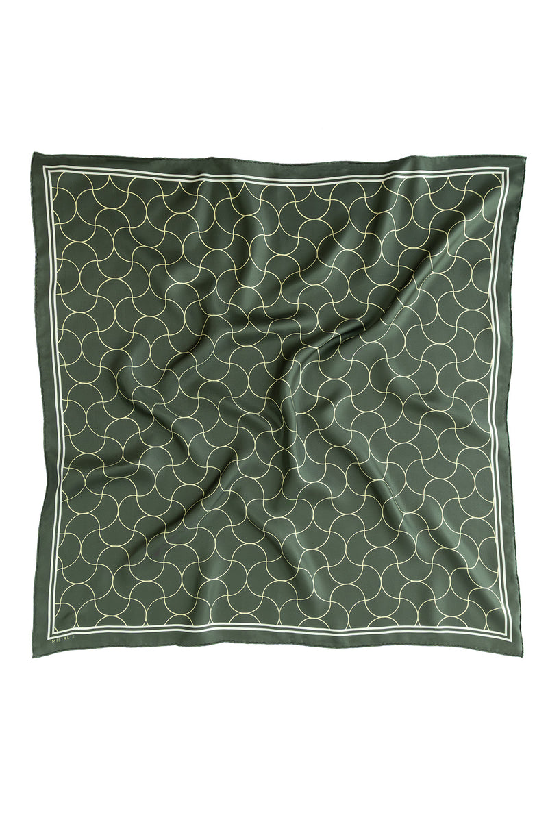 Khaki Wave Patterned Silk Scarf