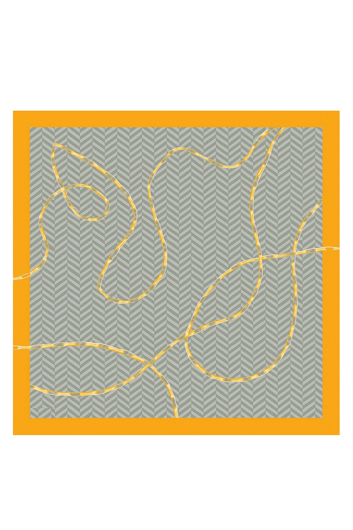 Gray Peach Chain Pattern Silk Scarf