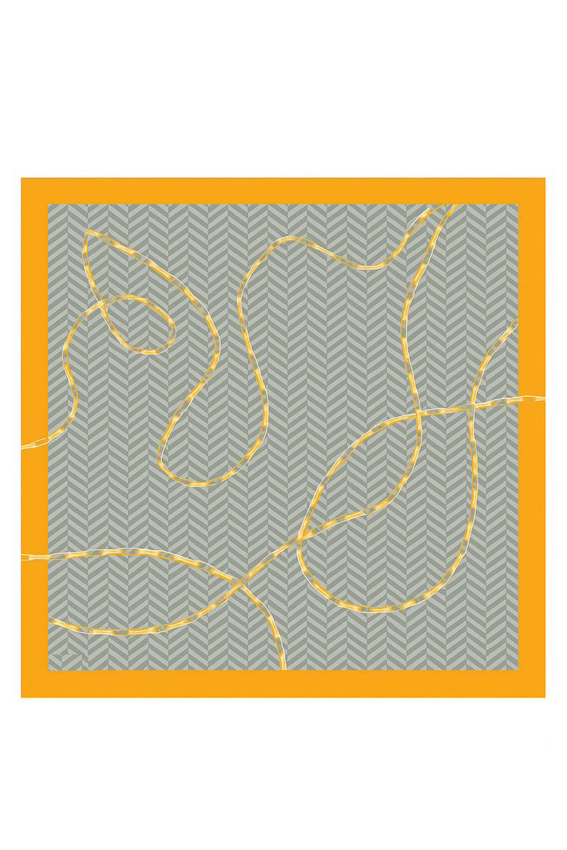 Gray Peach Chain Pattern Silk Scarf