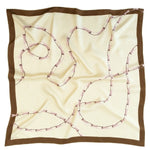 Light Beige Pink Chain Pattern Silk Scarf Triko Mısırlı