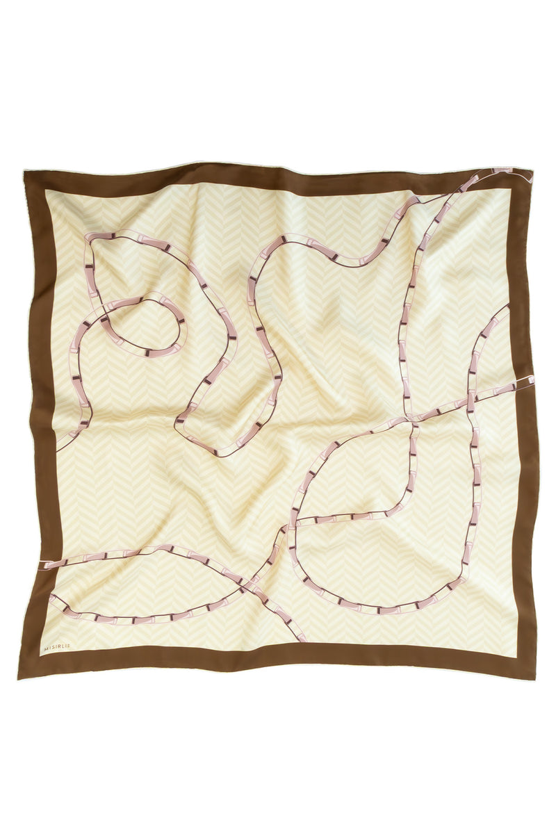 Light Beige Pink Chain Pattern Silk Scarf