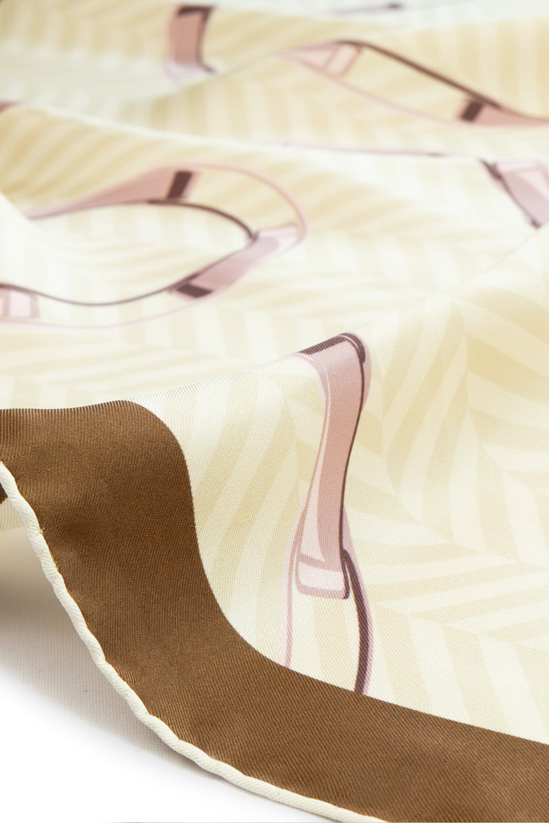 Light Beige Pink Chain Pattern Silk Scarf