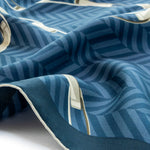 Indigo Gray Chain Pattern Silk Scarf