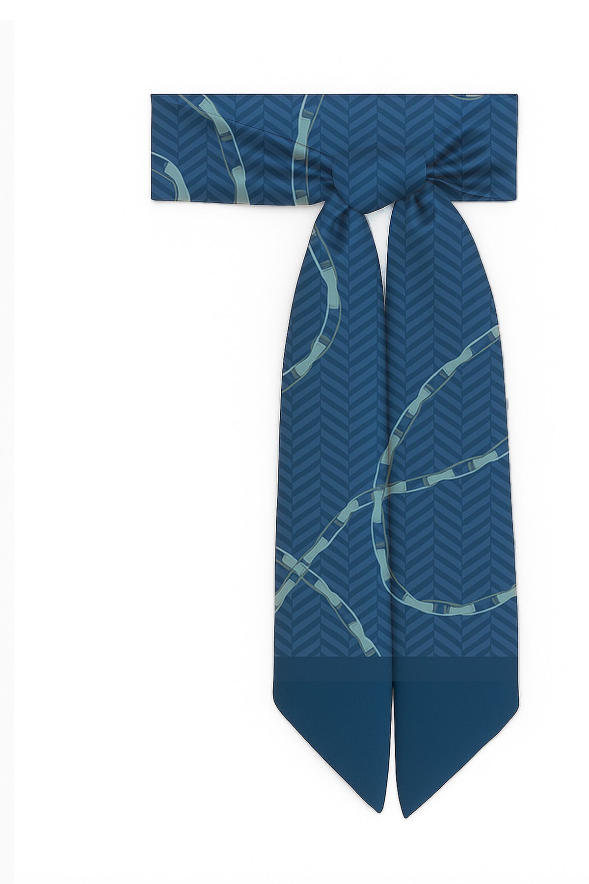 Indigo Gray Chain Pattern Silk Scarf