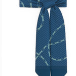 Indigo Gray Chain Pattern Silk Scarf