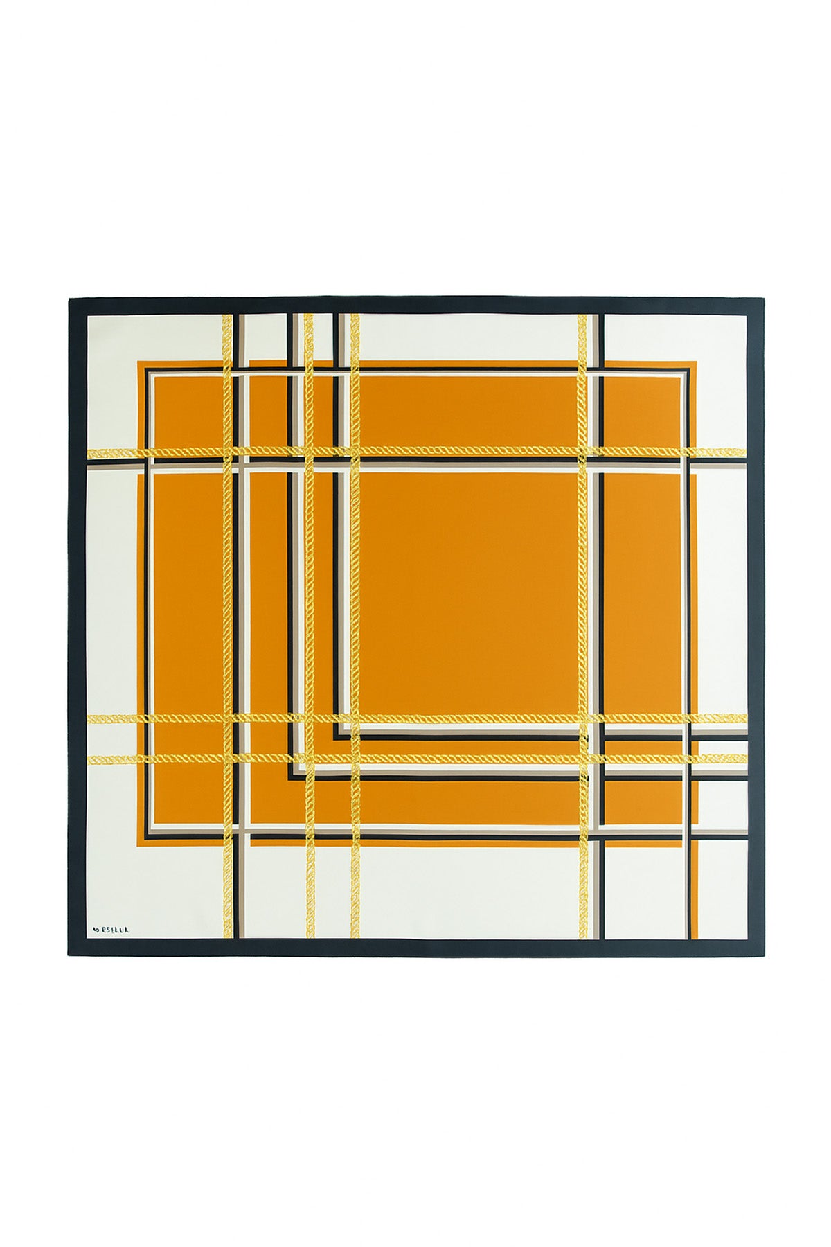 Tile Chain Patterned Silk Scarf