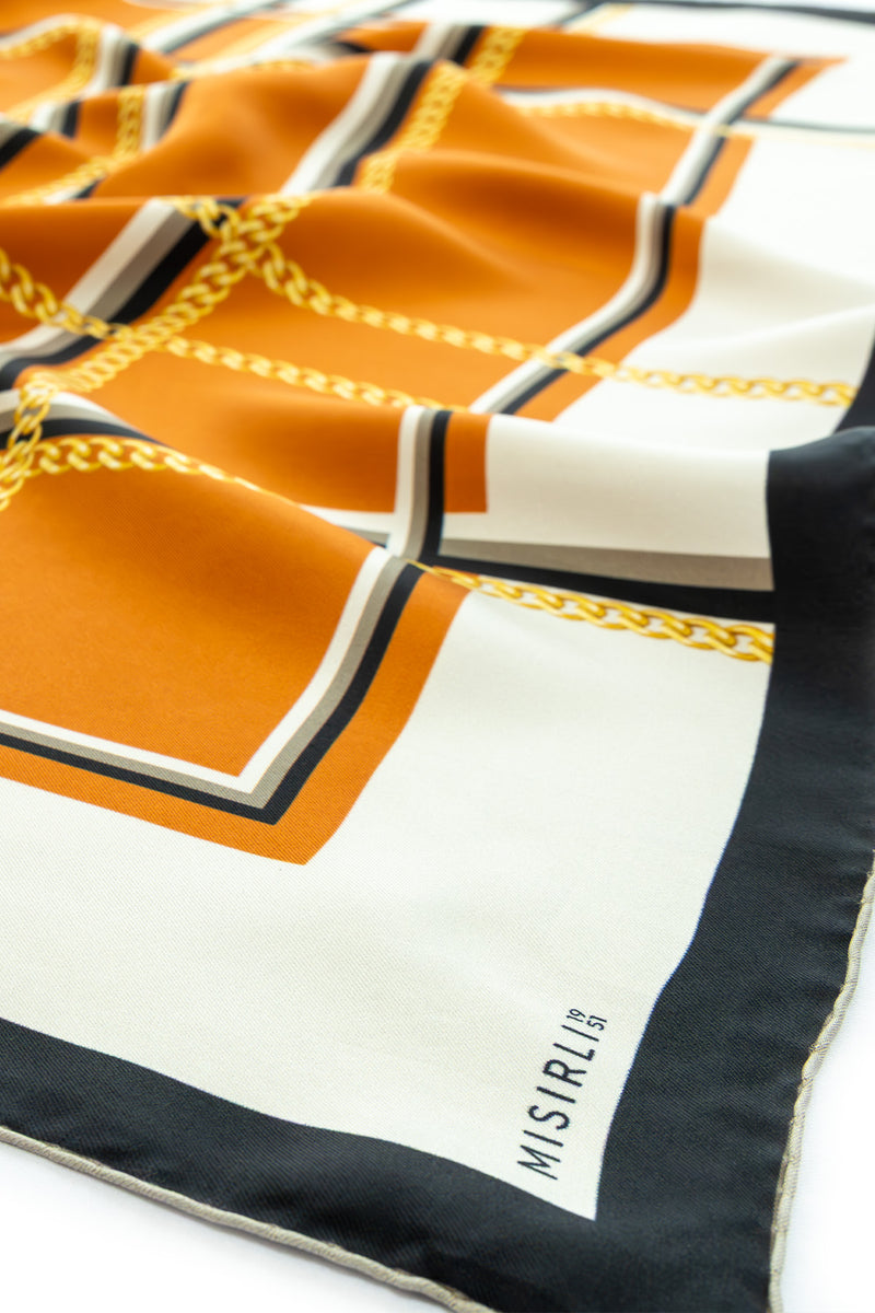 Tile Chain Patterned Silk Scarf