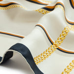 Dark Beige Chain Patterned Silk Scarf