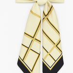 Dark Beige Chain Patterned Silk Scarf