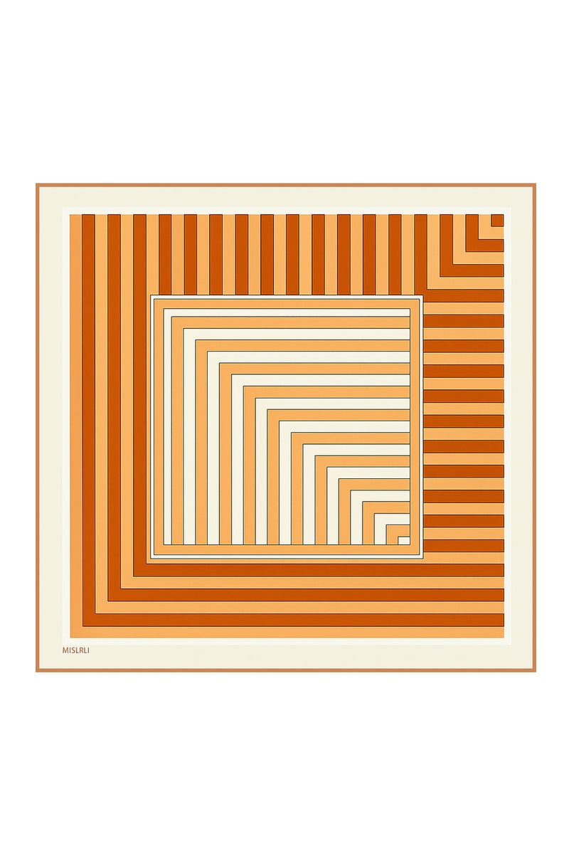 Tile Geometric Striped Silk Scarf