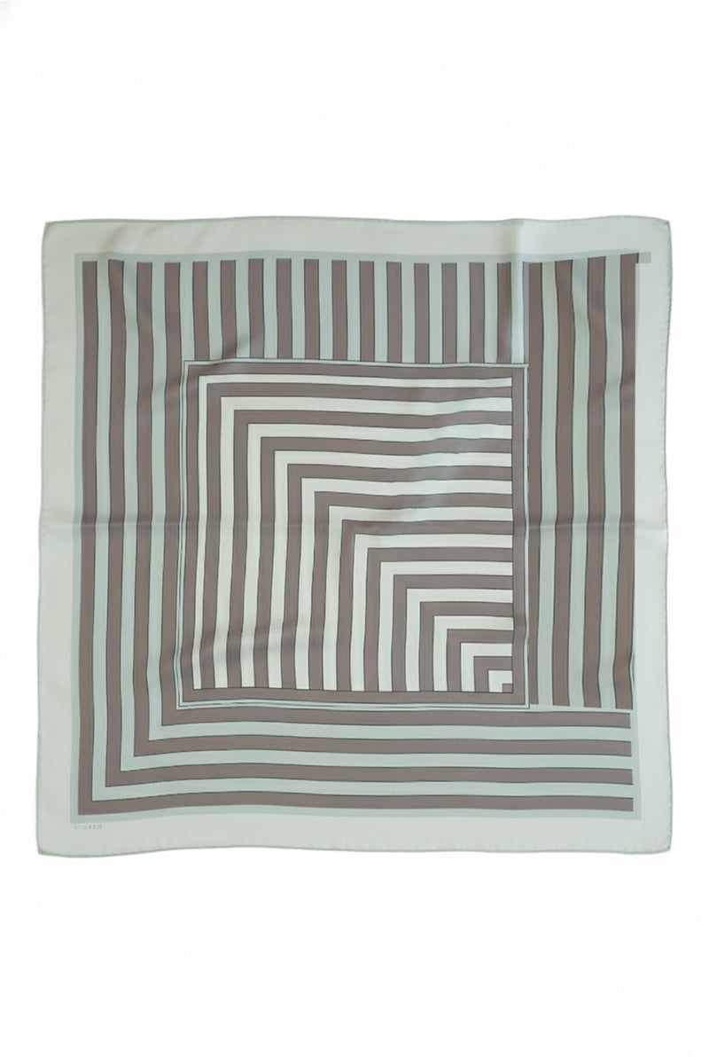 Gray Geometric Striped Silk Scarf
