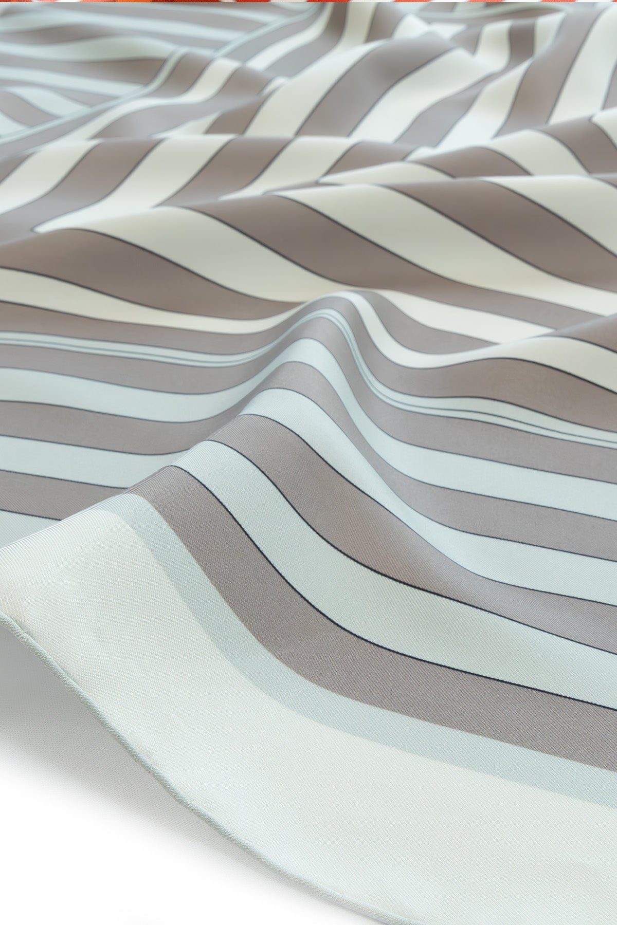 Gray Geometric Striped Silk Scarf