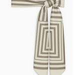 Gray Geometric Striped Silk Scarf