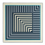 Navy Blue Geometric Striped Silk Scarf