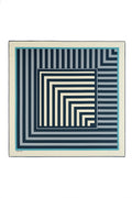 Navy Blue Geometric Striped Silk Scarf
