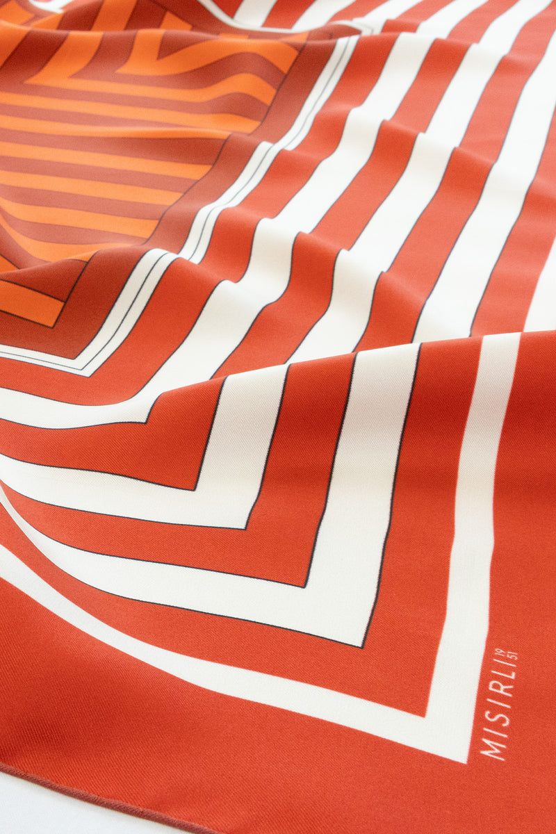 Red Striped Silk Scarf