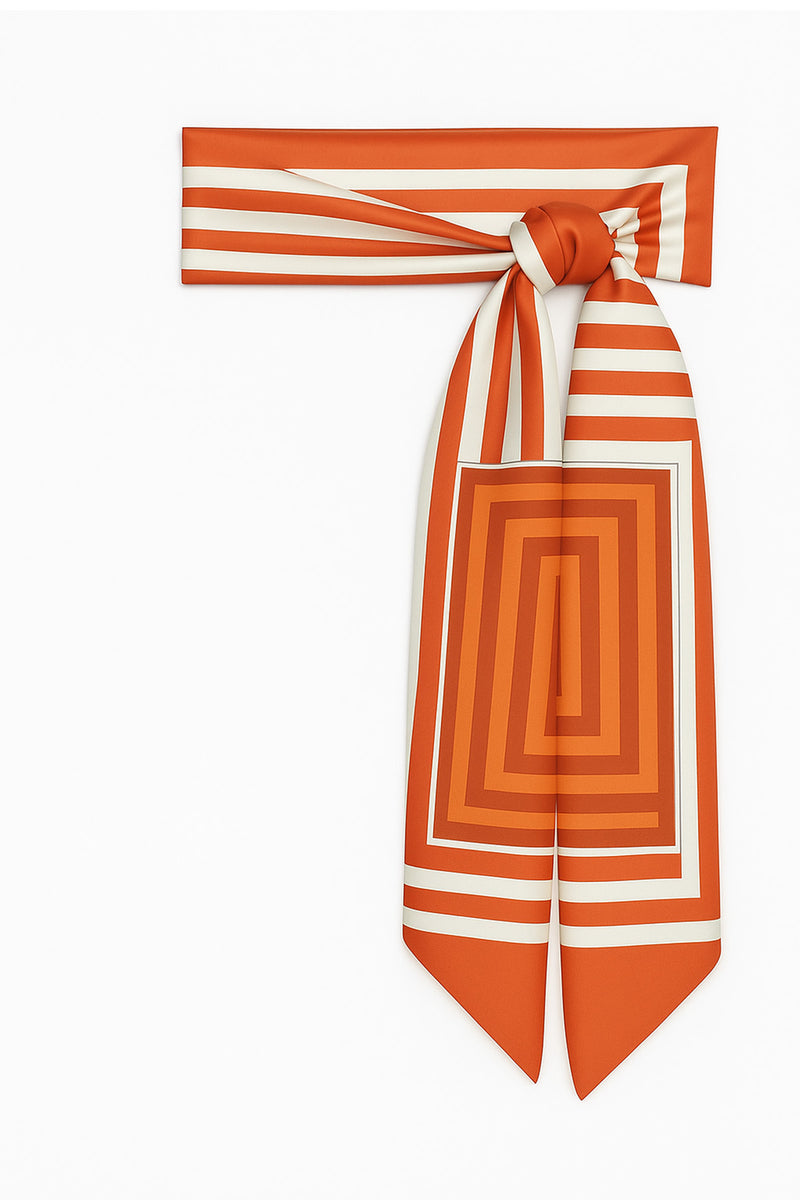 Red Striped Silk Scarf