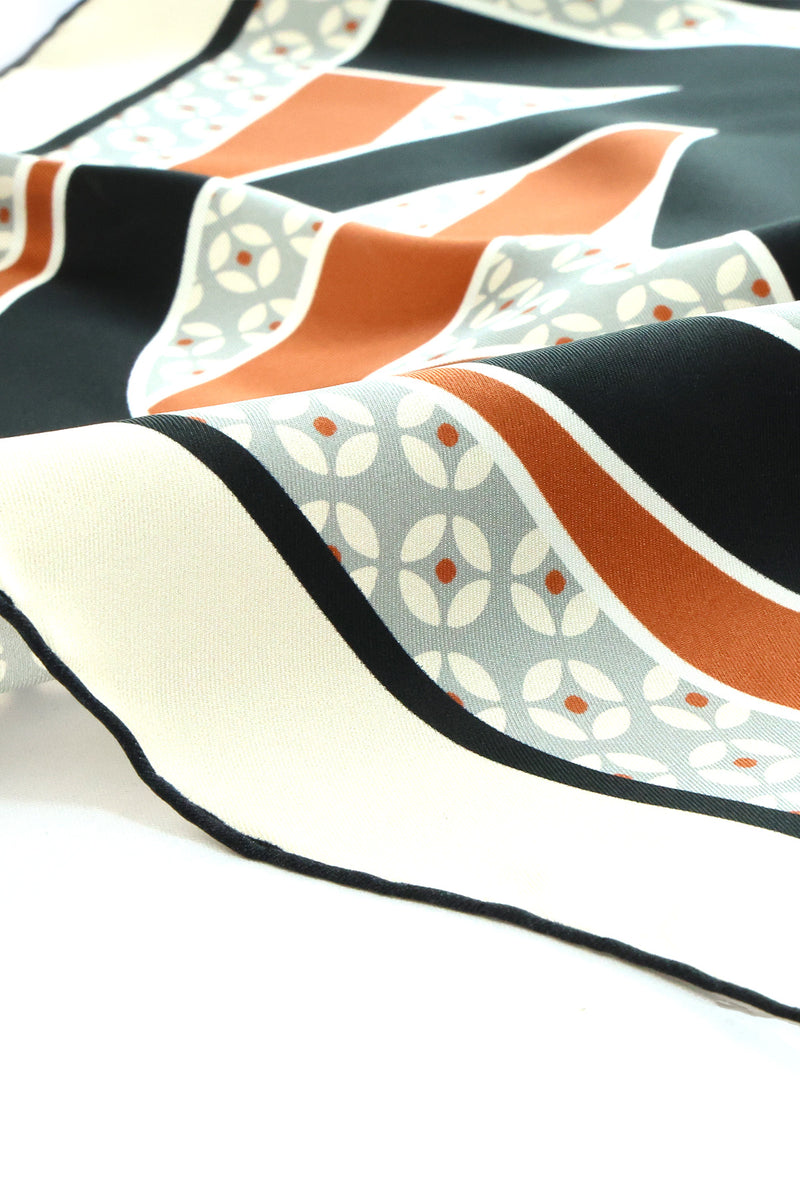 Black Tile Pattern Silk Scarf
