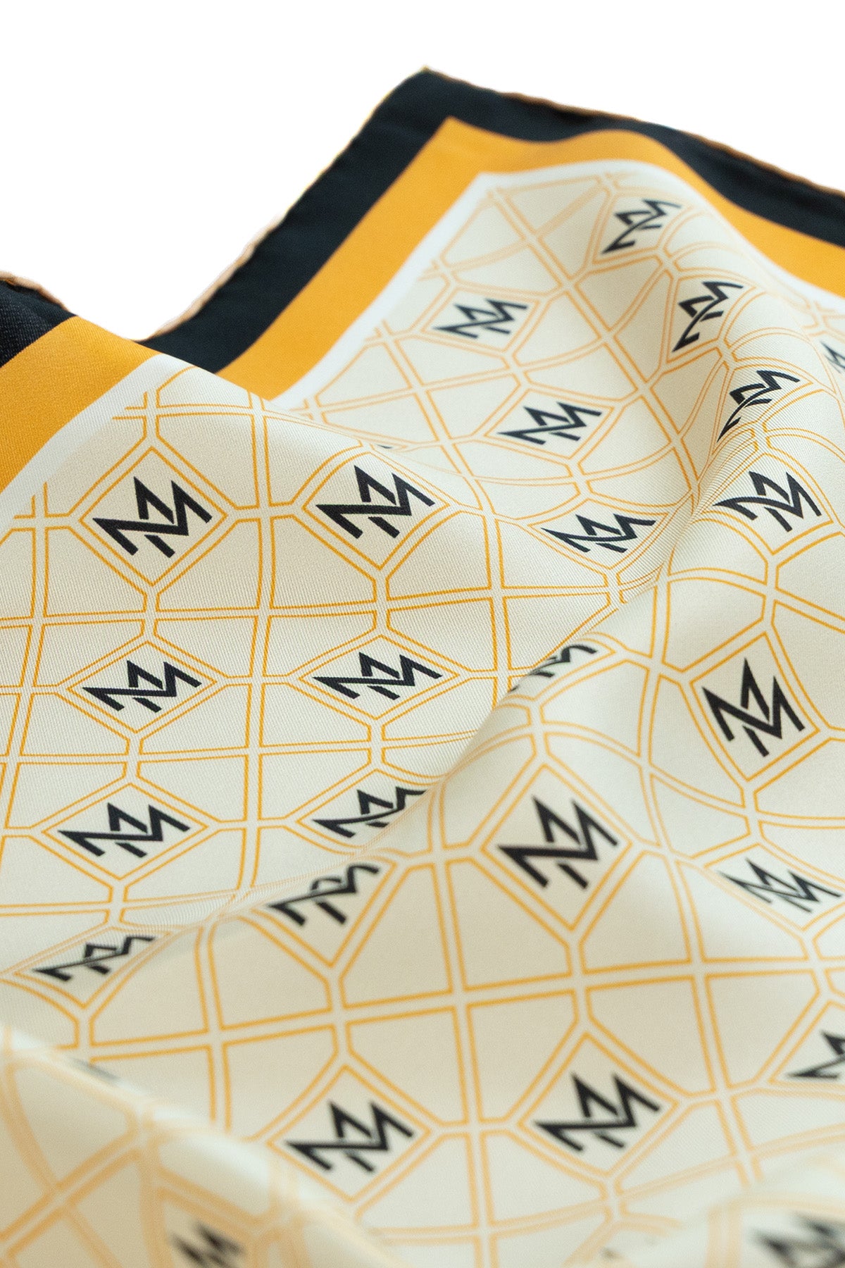 Orange and Black Monogram Pattern Silk Scarf