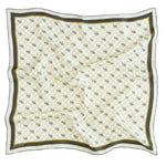 Oxidized Green Brown Monogram Pattern Silk Scarf